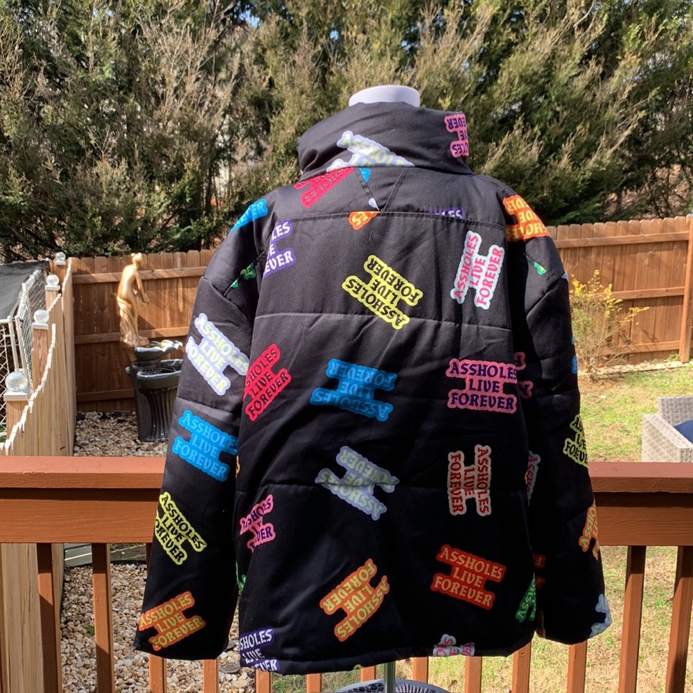 ALF Unisex Black Multicolor Logos Heavyweight Puffer Jacket | XXL - Picture 4 of 11
